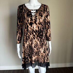 Cable & Gauge Leopard Print Asymmetrical Dress NWT